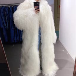YOLOAgain 135-140cm Floor Length Mongolia Sheep Fur Coat Women Winter Warm Party Long Fur Coat Ladies Overcoat