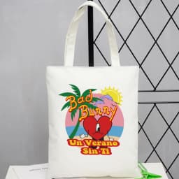 Bad Bunny tote bag einkaufstasche personnalisable foldable reusable shoulder femme