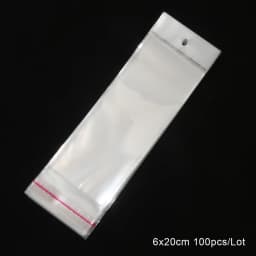 100Pcs 5x10.5cm-8x27cm Opp Bag Self Adhesive Clear Transparent Plastic Storage Bag With Hang Hole Jewelry Gift Packaging Pouches