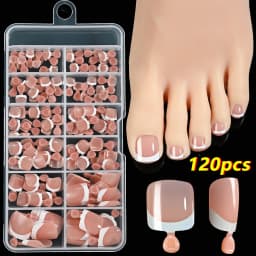 100Pcs White Short Square Flase Toenails Summer Press On Toes Full Cover Tips Pure Color Acrylic Artificial Wearable Toenails*8K