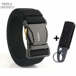 Luxury Metal Quick Release Pluggable Buckle Elastic Belt For Men Durable Tactical Belts Cowboy Outdoor Stretch Army Belt Hunting