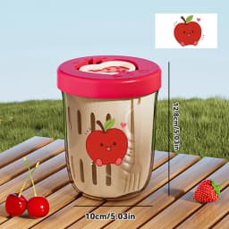 WORTHBUY Portable Oat Container Double-Layer Drain Fruit Cup Reusable Leak Proof Plastic Salad Cup Breakfast Cup With Fork&Handl