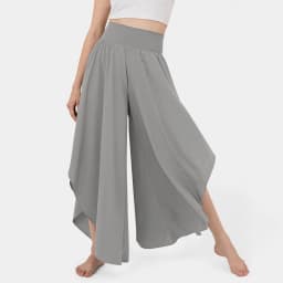 Women's Flowy Large Size Palazzo Pants Irregular Hem High Waist Casual Cropped Pants Summer Lightweight Elastic Beach Pants