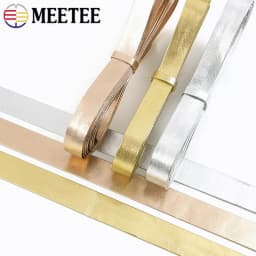 Meetee 5M 5-30mm Synthetic PU Leather Ribbon Trim in Gold Silver Rosegold Colors for Bag Clothing Jewelry Bows DIY Craft Decor