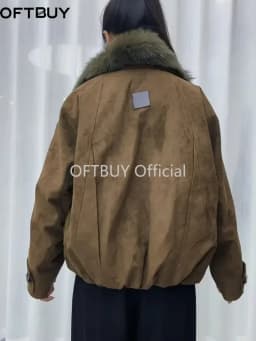 OFTBUY Women's Oversize Goose Down Jacket Big Natural Fur Collar Puffer Coat Fashion Windproof Outerwear with Fur for Female