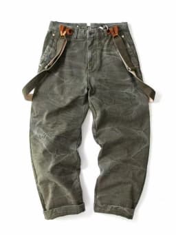 World War II Heavyweight 100% Cotton Washed Canvas Overalls - Durable Loose Straight Men's Lumberjack Casual Workwear Pants