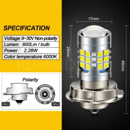 Ruiandsion 1x P26S LED 6V 12V Motorcycle Headlight H6M P36D LED Bulb 6000K High Bright White Light for Scooter ATV UTV Lamp