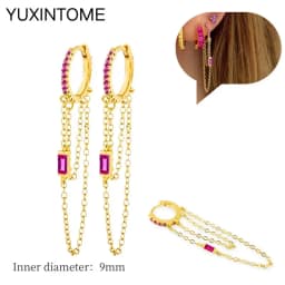 925 Silver Ear Needle Rose Red Hoop Earrings For Women Exquisite Water Drop/Flower/Heart Crystal Piercing Huggie Earring Jewelry