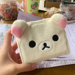 New Japanese Rilakkuma Bear Plush Foldable Compact Coin Purse Anime Portable Card Holder Short Wallet Card Storage Bag Gifts