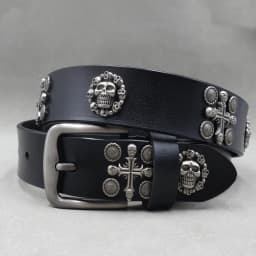 Designer Brand Belt Men Rivet Real Leather Pin Belt Male Black Rock Genuine Leather Cowhide Luxury Punk Belt Jeans