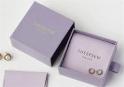 SheepSew Elegant Personalized Jewelry Packaging Set Custom Deboss Embossed Logo Drawer Box With Soft Suede Pouch For Wedding Bir