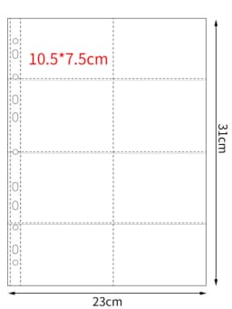 11-Hole A4 Binder Refill Pages 10 Pack Multi-Grid for Photo Card Postcard Coin Collection Scrapbook Album