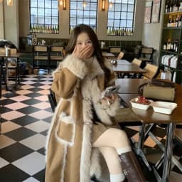 Deer Skin Velvet Spliced Denim Jacket For Women's Winter New Velvet Warm Fur Integrated Color Blocking Outwear Imitation Fur Coa