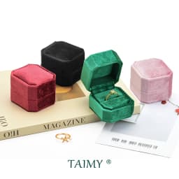 TAIMY Velvet Ring Box Get Marry Engagement Ring Box Personalized Custom Logo Ring Case 1 Slot Ring Box Diamond Ring Packaging