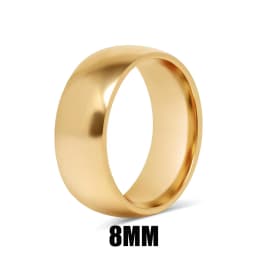 Smooth High Polish 8MM Stainless Steel Band Ring 18K Gold Plated Wide Finger Ring Minimalist Fashion Waterproof Jewelry