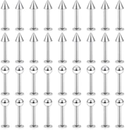 36Pcs Spike Nose Stud Surgical Steel Labret Jewelry Snake Bites Lip Piercing Monroe Lip Rings Studs for Women Men Helix Earring