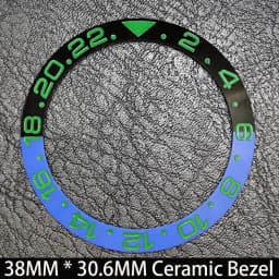 Sloping 38mm * 30.6mm Ceramic/Aluminum Blue Luminous Bezel GMT and Diving Watch Insert Fit for 40mm Watch Case Replacement Watch