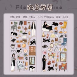 2sheets Creative Character Life Small Pattern PET Stickers DIY Diary Phone Case Scrapbook Aesthetics Stationery Stickers