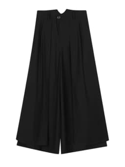[EAM] Women Black Pleated Long Elegant Wide Leg Pants High Waist New Loose Fit Trousers Fashion Tide Spring Autumn 2026 1DF9092