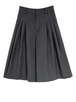 [EAM] High Waist Gray Brief Pleated Wide Leg Calf-Length Pants New Trousers Women Fashion Tide Spring Autumn 2026 1DJ0997