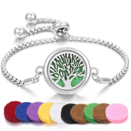 Tree of Life Aromatherapy Bracelet Open Lockets Bangle Essential Oil Diffuser Bracelet Adjustable Chain Bracelet with 10pcs Pads