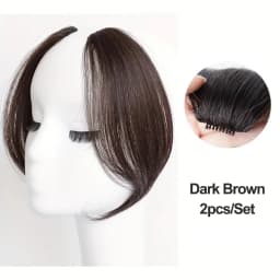 Invisible Synthetic Side Bangs Clip In Extension 2Pcs/Set Middle Part Bangs With Easy BB Clip-In Side Fringe Fits All Hair Types