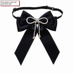 Elegant Lace Ribbon Bowtie Black College Style Collar Rhinestones Jewelry Student Shirt Korean Fabric Bow Brooches