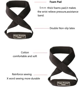 Durable Powerlifting Straps Cross Training Figure 8 Weight Lifting Straps,Powerlifting Belts,Fitness Pull up Band
