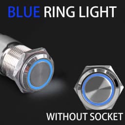 16 19 22mm With Wire Waterproof Metal Push Button Switch LED Ring/Power Light Momentary Latching 5/12/24/220V Silver1NO1NC