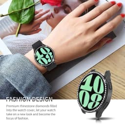 Glass+Case for samsung Galaxy watch 6 4 5 44mm 40mm 44 accessoires Bling Diamond PC bumper+Screen protector watch6 watch4 Cover