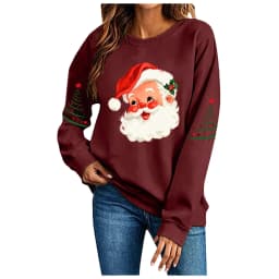 Cute Women's Christmas Santa Long Sleeve Sweatshirt Without Hat Fall Fashion