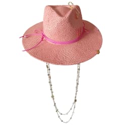 Metal letter beige straw hat handmade design hat pearl chain summer sun hat new letter hat beach women gorras para hombres