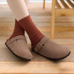 Crestar Women's Suede Clogs with Adjustable Strap Adult Fashion Cork Footbed Leather Mules New Outdoor Comfortable Potato Shoes
