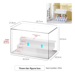 Keychain Display Stand Dustproof Box Storage Organizer with Hook Badge Showcase INOMATA Children's Bedroom Plastic
