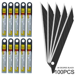100Pcs Carbon Steel Replacement Black Blades 30/60 Degree Snap Off Knife Cutter Spare Blade Car Wrap Vinyl Film Cutting Tools