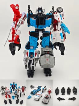 HZX 6 en 1 Devastator Haizhixing juguetes de transformación figura de acción de Anime KO G1 Robot avión vehículo de ingeniería m