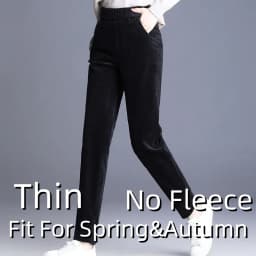 Autumn Winter Plush Thick Thin Elegant Women's Pants High Waist Fleece Pencil Pants Women Corduroy Leggings Office Lady Trousers