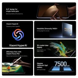 Global Version Xiaomi Pad Mini 8.8' 3K Ultra-clear Display 8GB/12GB RAM 7500mAh Battery 67W HyperCharge MediaTek Dimensity 9400+