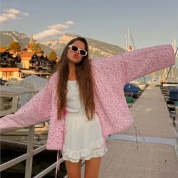 Y-Neck Floral Print Cotton Jacket Padded Coat Pink Lace Up Loose Casual Japanese Cardigan Cotton-Padded Coats Women Warm Outwear
