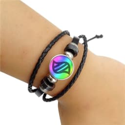 Anime Mega Stone Poke Snap Weave Leather Bracelet Glass Cabochon Adjustable Bangle Jewelry for Women Kids Gift
