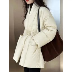 Gentle Style Temperament Versatile Lace up Design Sense Long Sleeved Cotton Jacket Women 2025 Winter New Light Mature Style Top