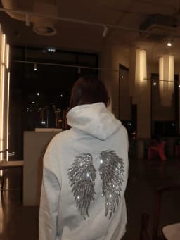 Shiny Wing Hip Hop Pattern Embroidery Aesthetic Hoodies Y2k Oversized Loose Clothes Pullover Sweatshirt Street Women Clothing