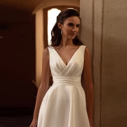 ANGEL Modern V-Neck Wedding Dress Customized Sleeveless Satin Simple A-Line Bride Gown Backless Sweep Train Vestido de novia