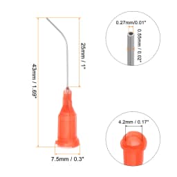 60pcs Blunt Tip Dispensing Needles 18G 19G 20G 22G 23G 24G 26G 27G 1" Bent Needle for Liquid with Luer