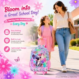 3PCS Rolling Backpack for Girls, Cute Kids Koala Wheeled Bookbag,Roller School Bag with Wheels for Elementary Preschool Travel