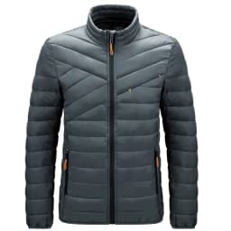 Men Stand Collar Parkas Men Faux Down Padded Jacket Men Lightweight Warm Winter Parkas Men Windproof Solid Color Warm Parkas