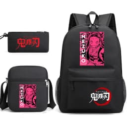 Demon Slayer Anime Print School Backpack Set 3Pcs with Shoulder Bag Pencil Case for Boys Girls