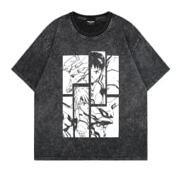 2026 Neon Genesis Evangelion Unit-01 Printed T-shirt Men's and Women's Washed T-shirt High Quality Vintage Cotton T-shirt Tops