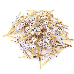 30Pcs/bag Golded Wire Bowknot Bow Metallic Twist Ties Bow Tie Wrapping for Food Cookies Lollipop Candy Bags Sealing Fixed Ties