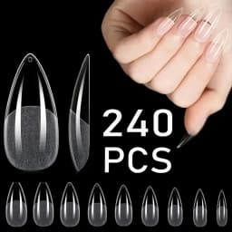 ARTAUG 240PCS Short Press On Nails Square White Gel Lucency Fake Nails Full Cover Fake Nail Set Press On Summer Cheap Nails